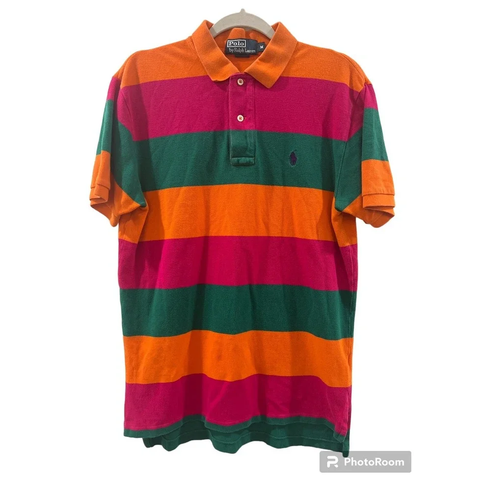 Ralph Lauren Polo Multi Color Striped Shirt Size Medium‎
